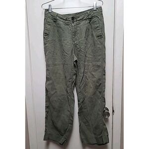 Lauren ralph lauren petite Olive green 100%  linens women's Beach pants Size 10P